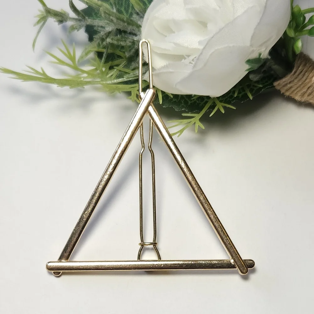 Gold Tone Triangle Hair Barrette